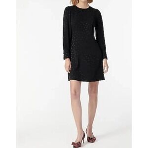 J.Crew Black Polka Dot Jacquard Long Sleeve Mini Dress Size 8 Capsule Workwear